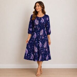 talbots jersey midi dress NWT Womens Size XL Talbots Dark Purple Stretch Jersey Midi Dress NEW